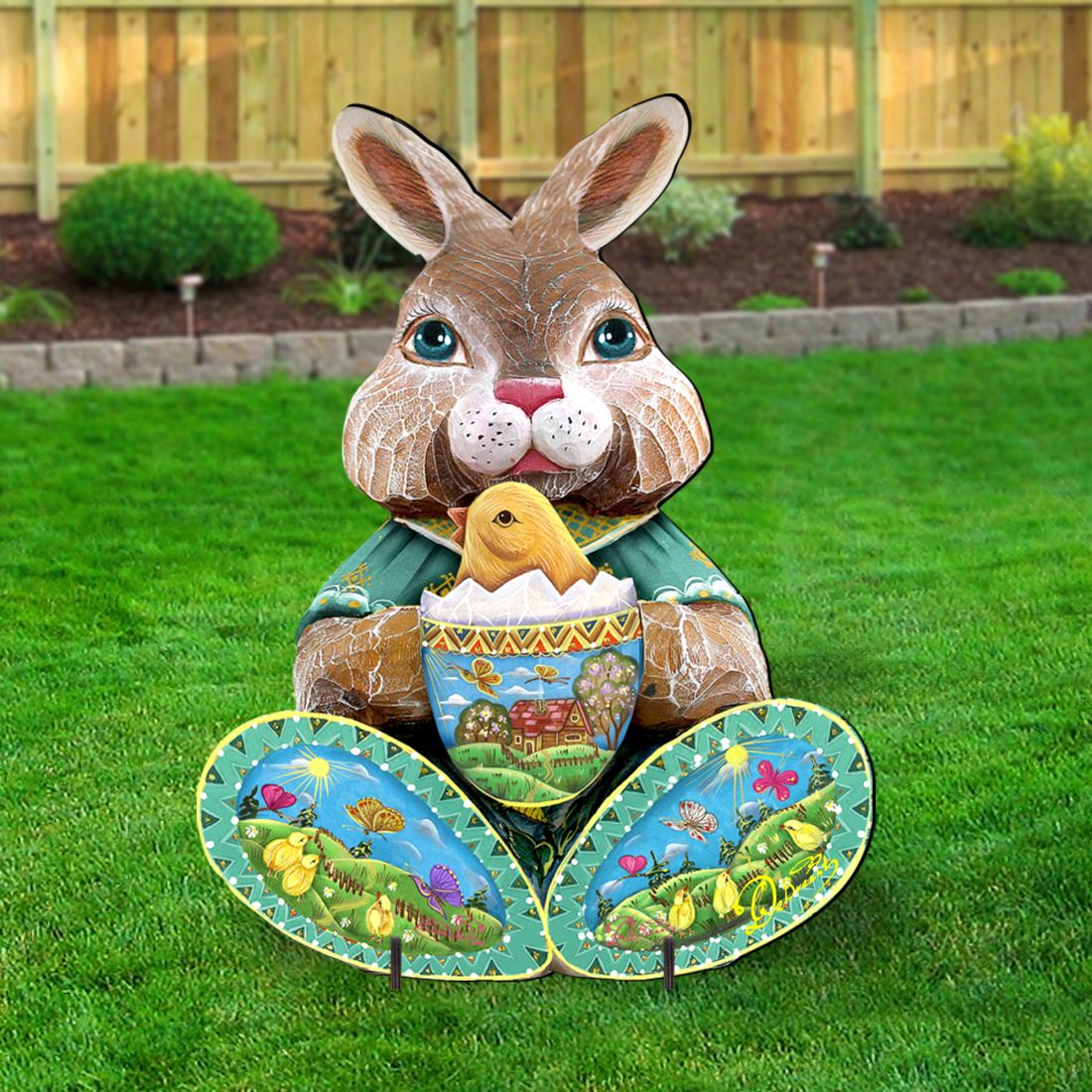 Easter Bunny Outdoor Scene  by G. DeBrekht - Easter Spring Decor - 8144502F