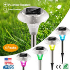 4-Pack Solar Garden Lights – Color-Changing IP44 Waterproof Pathway & Landscape Lights