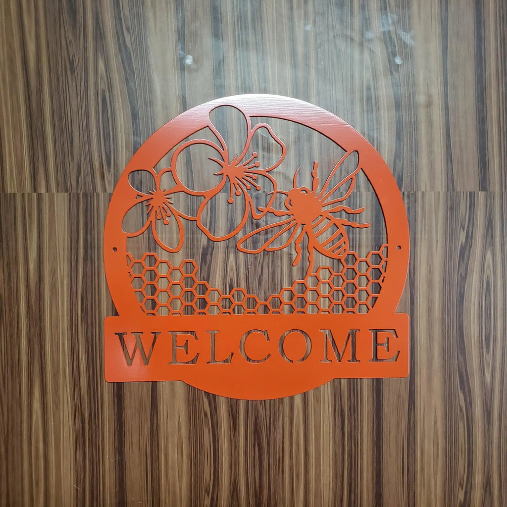 Honey Bee Welcome Sign – Metal Porch & Garden Décor