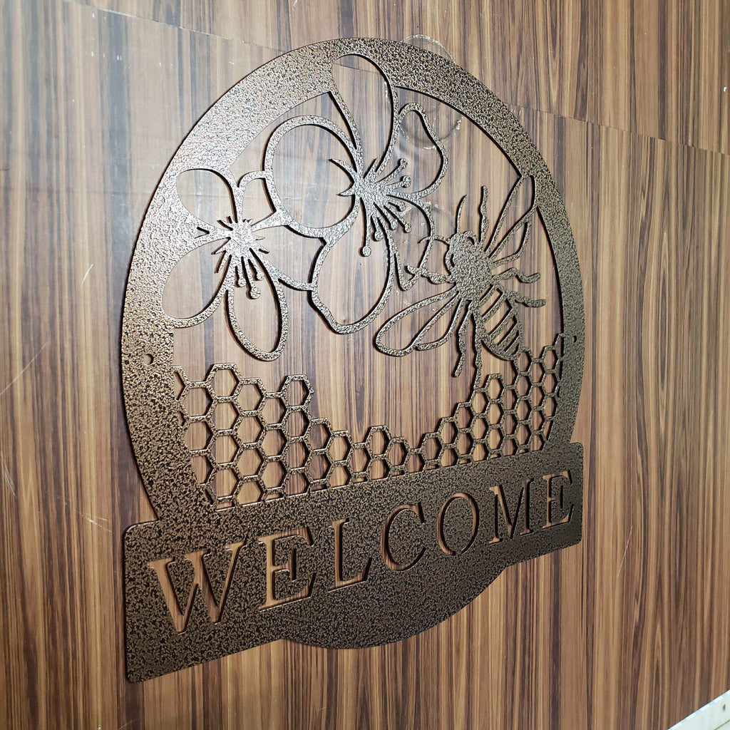Honey Bee Welcome Sign – Metal Porch & Garden Décor