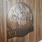 Honey Bee Welcome Sign – Metal Porch & Garden Décor