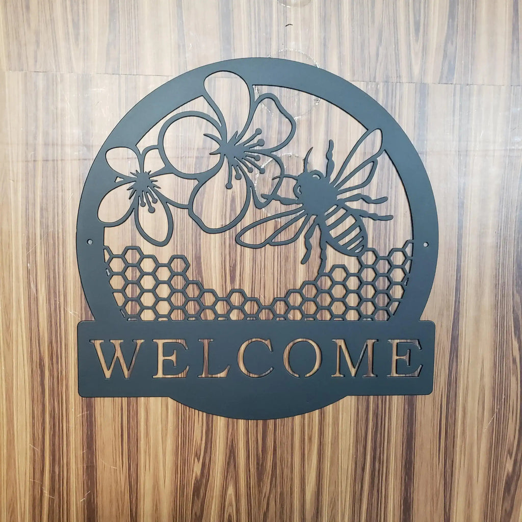 Honey Bee Welcome Sign – Metal Porch & Garden Décor