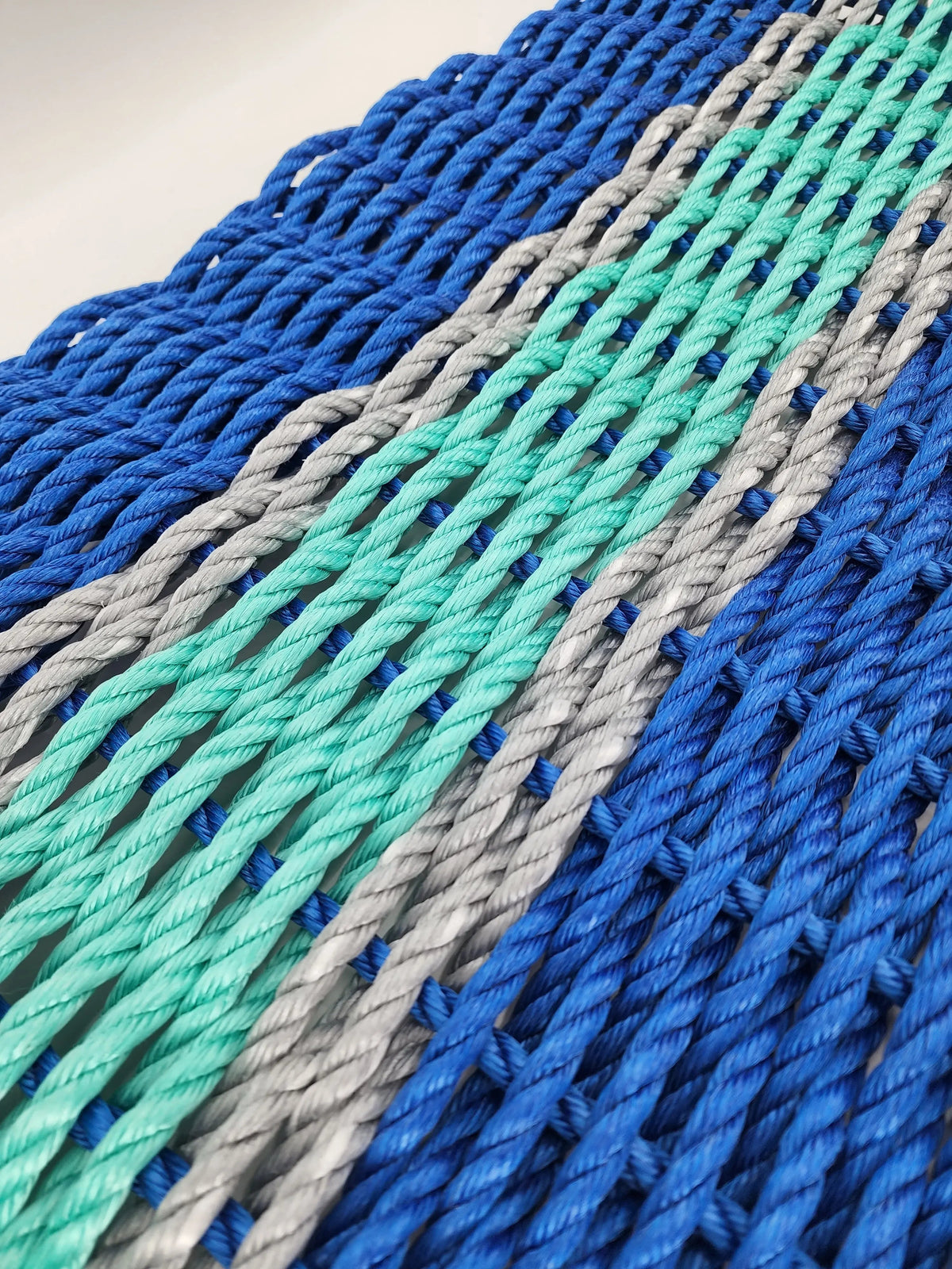 Blue, Teal & Light Gray Lobster Rope Doormat