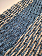 Navy Blue & Tan Double Weave Lobster Rope Doormat – Handwoven Marine-Grade Outdoor Mat