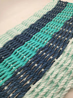 Seafoam, Navy Blue & Teal 5-Stripe Lobster Rope Doormat