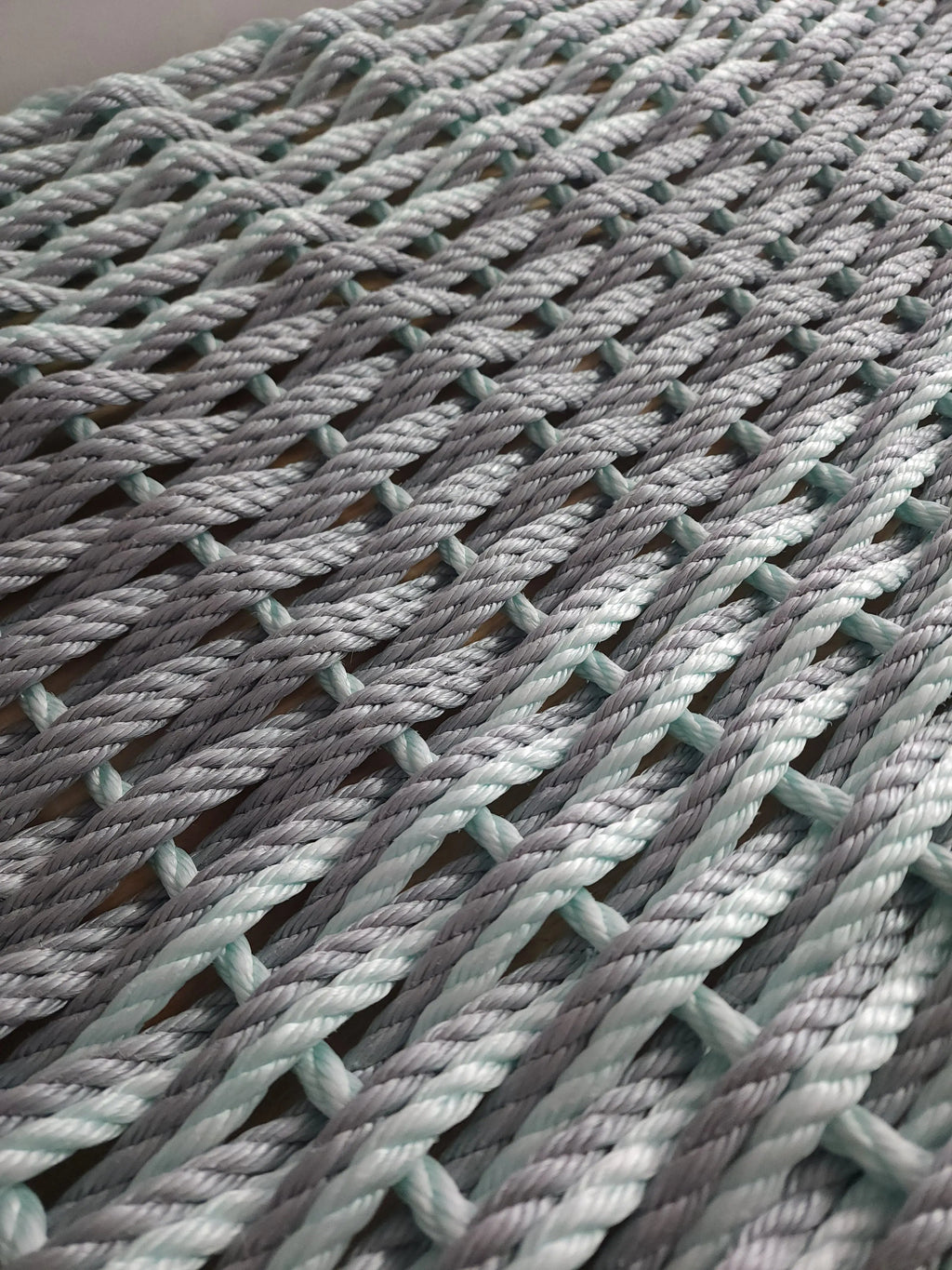 Light Gray & Seafoam Double Weave Lobster Rope Doormat