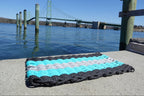 Black, Teal & Light Gray 5-Stripe Lobster Rope Doormat