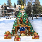 Nativity-Themed Christmas Tree Set Outdoor Indoor Decor Wooden Christmas Decoration by D. Gelsinger Christmas Decor - 8191503F-DG-G
