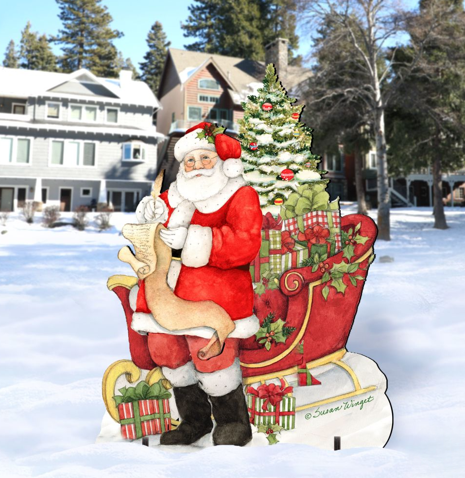 Christmas Wish List Outdoor Yard Sign by Susan Winget - Christmas Santa Snowman Decor - 8471101F-SW
