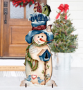 Blue & White Warm Winter Wish Christmas Outdoor Scene by Jamie Mills-Price - Christmas Santa Snowman Décor - 8457515F