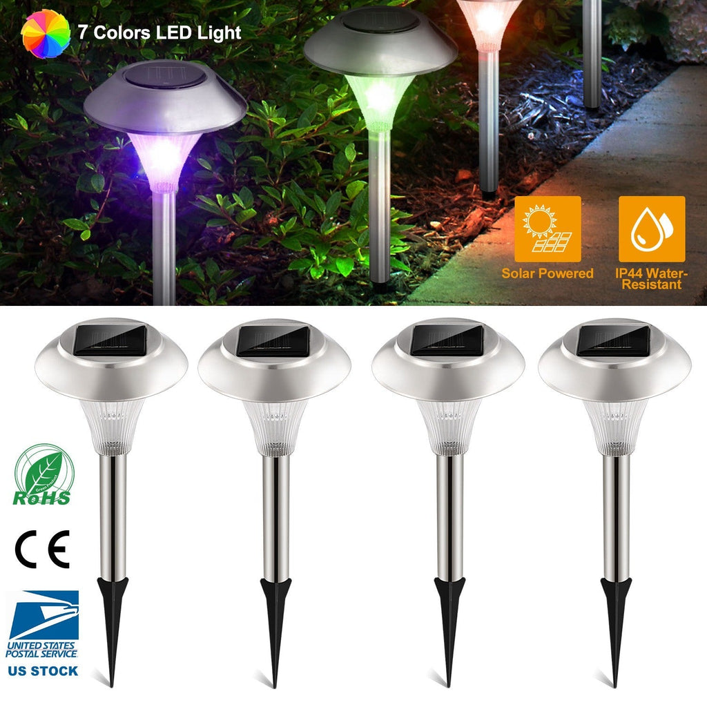 4-Pack Solar Garden Lights – Color-Changing IP44 Waterproof Pathway & Landscape Lights