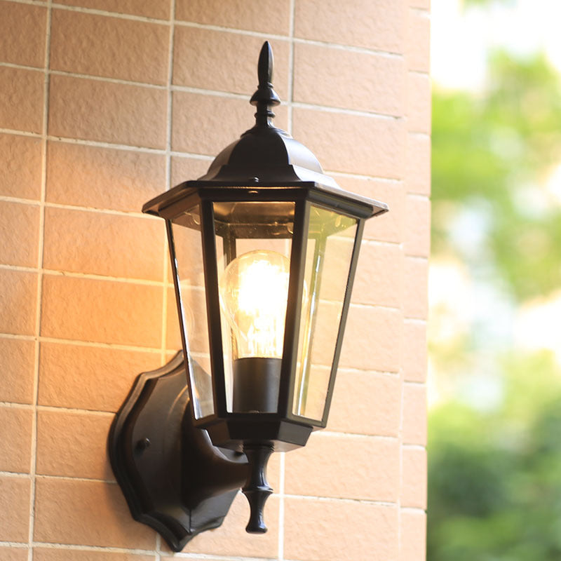 Retro Hexagon Outdoor Wall Light – Aluminum E27 Exterior Sconce