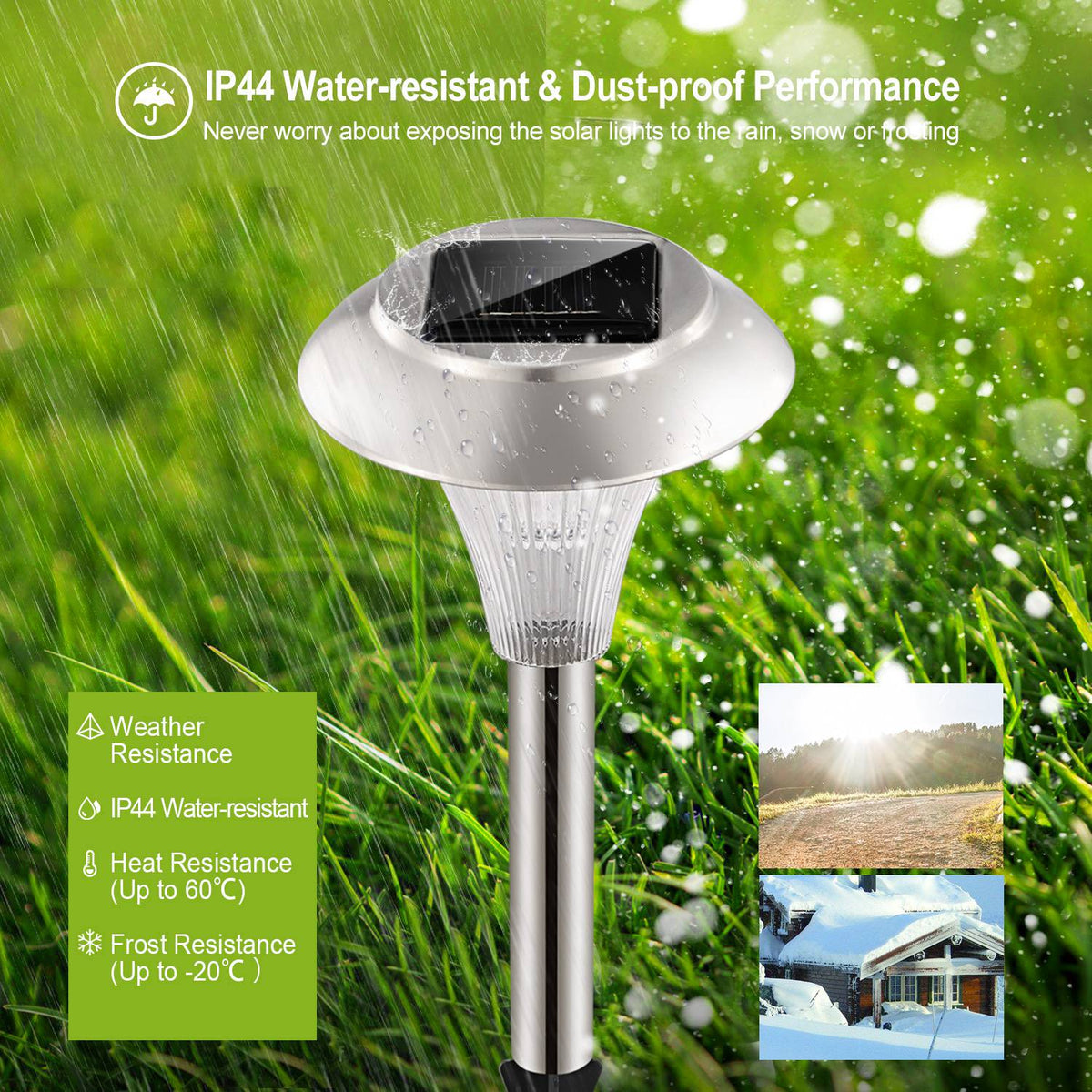 8-Pack Solar Garden Lights – Color-Changing IP44 Waterproof Pathway & Landscape Lights