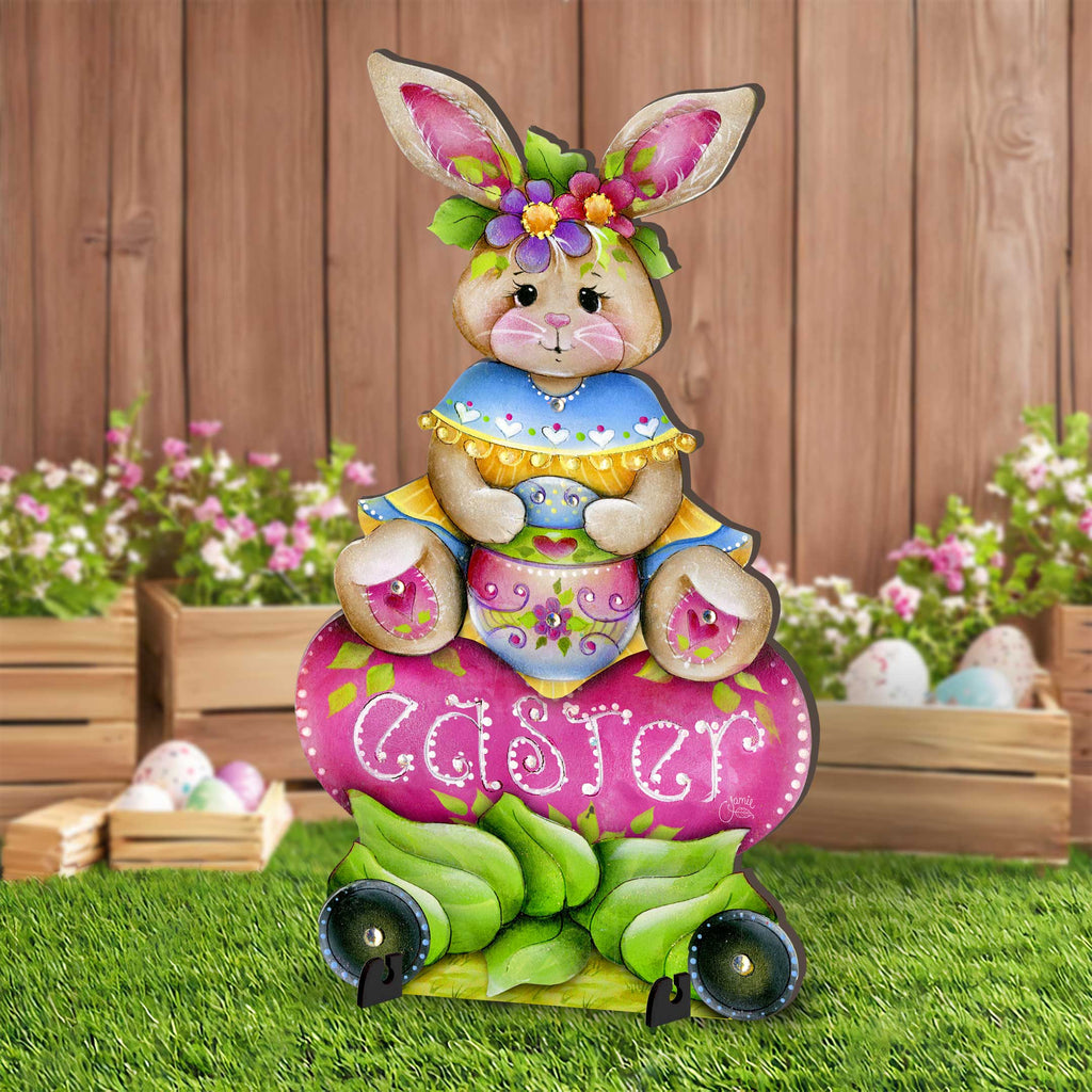 Handcrafted Easter Yard Decor - Easter Bunny Outdoor  Decoration by Jamie Mills-Price - Rustic Spring Decor - 8652826F-MP