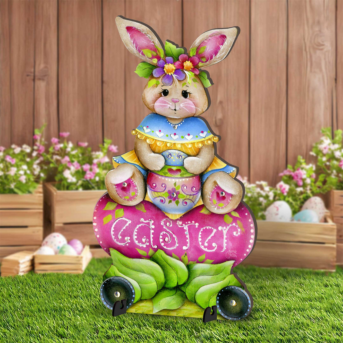 Handcrafted Easter Yard Decor - Easter Bunny Outdoor  Decoration by Jamie Mills-Price - Rustic Spring Decor - 8652826F-MP