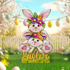 Easter Bunny Outdoor Decoration - Handcrafted Spring Yard Decor by Jamie Mills-Price - Rustic Bunny Art - 8652828F-MP