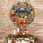 Nativity Wreath Outdoor Indoor Decor Wooden Christmas Decoration by G. Debrekht - Christmas Decor - 8652805F