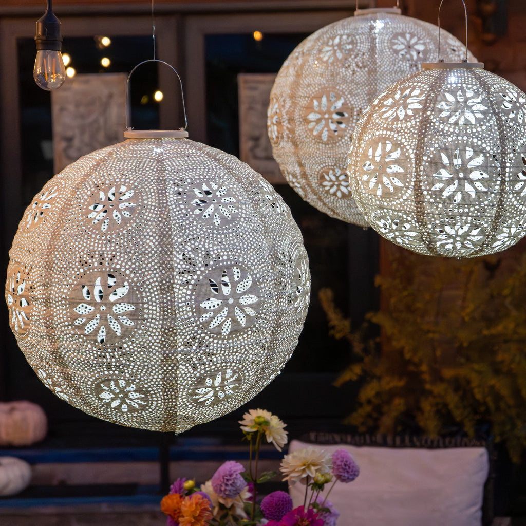 Battery-Powered Stella Luxe Pearl Boho Lantern 3-pack