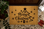 Merry Christmas Holiday Tree Outdoor Bristle Doormat