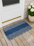 Navy Blue & Tan Double Weave Lobster Rope Doormat – Handwoven Marine-Grade Outdoor Mat