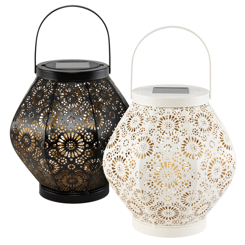 Metal Daisy Solar Lanterns - 2-Pack