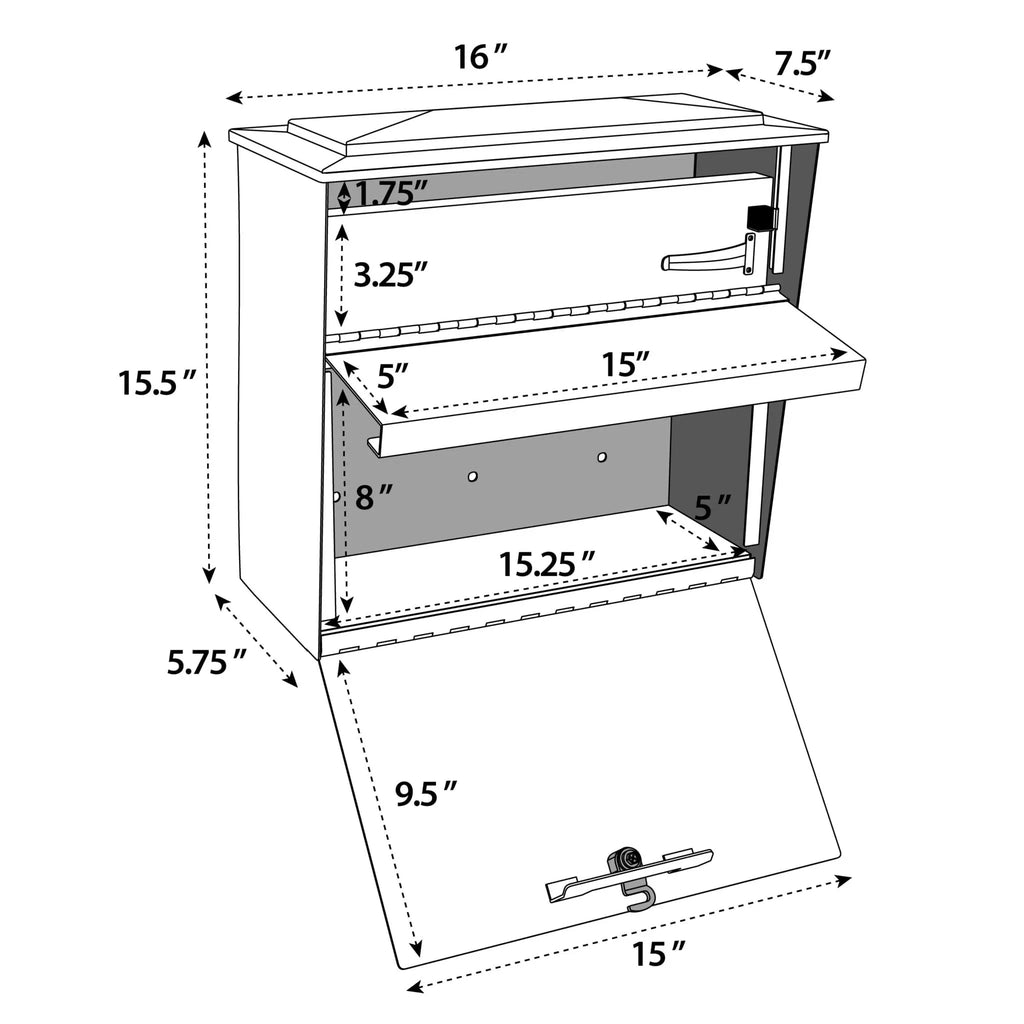 MailBoss Townhouse® Locking Wall-Mount Mailbox – High-Security Residential Mailbox