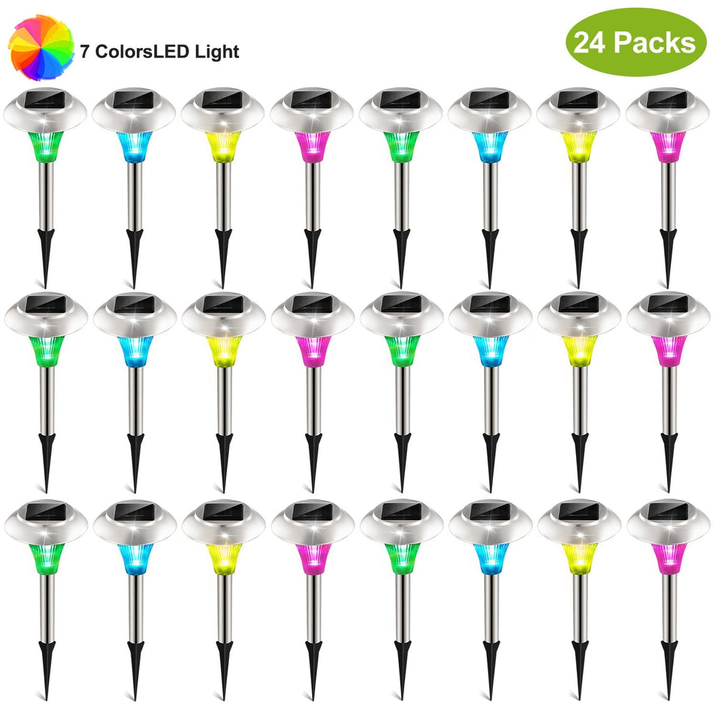 24-Pack Solar Garden Lights – Color-Changing IP44 Waterproof Pathway & Landscape Lights