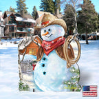 Cowboy Snowman Christmas Outdoor Yard Sign by D. Gelsinger - Christmas Santa Snowman Decor - 8121115F-1541
