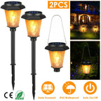 2-Pack Solar Flame Torch Lights – IP65 Waterproof Flickering Flame Stake Lights