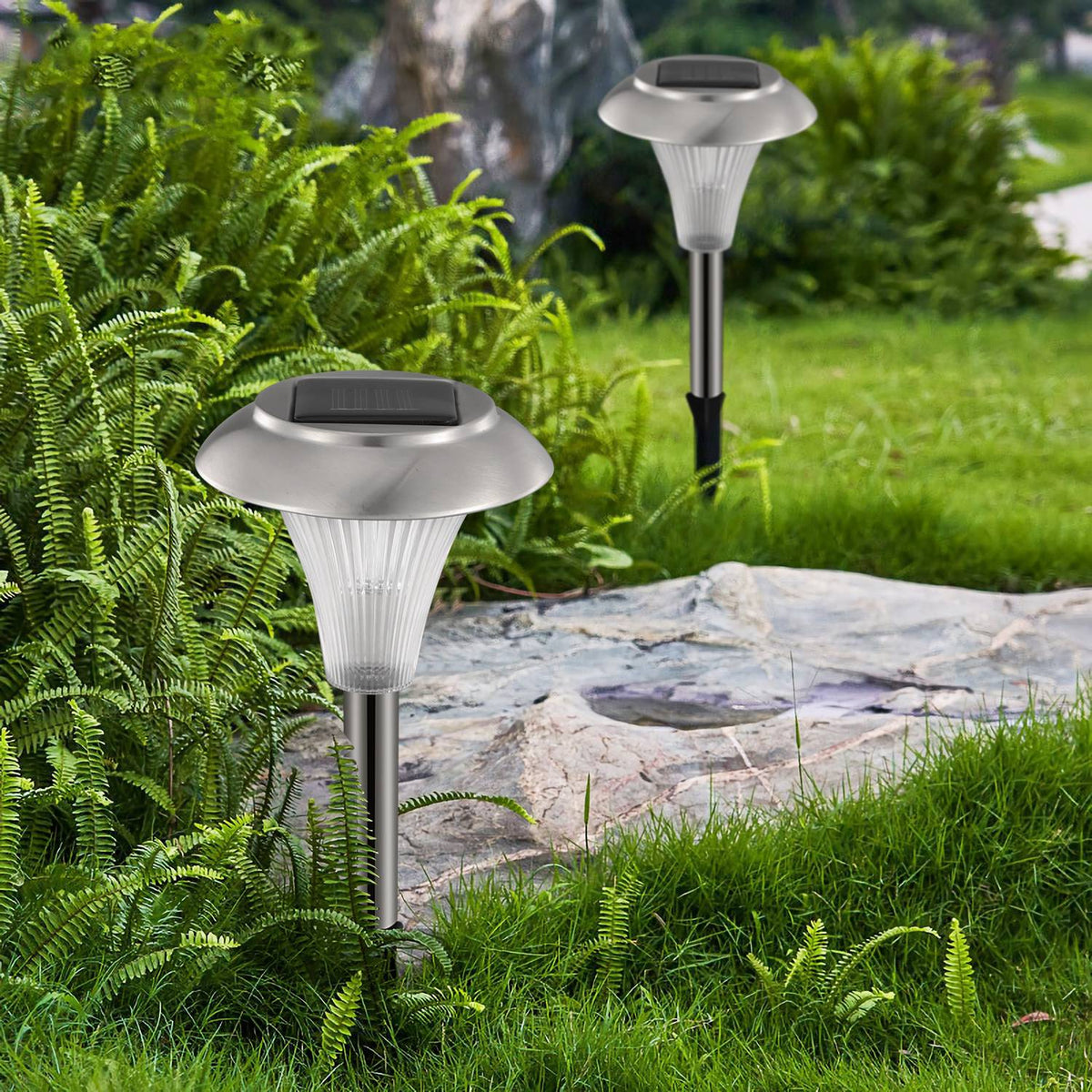 8-Pack Solar Garden Lights – Color-Changing IP44 Waterproof Pathway & Landscape Lights