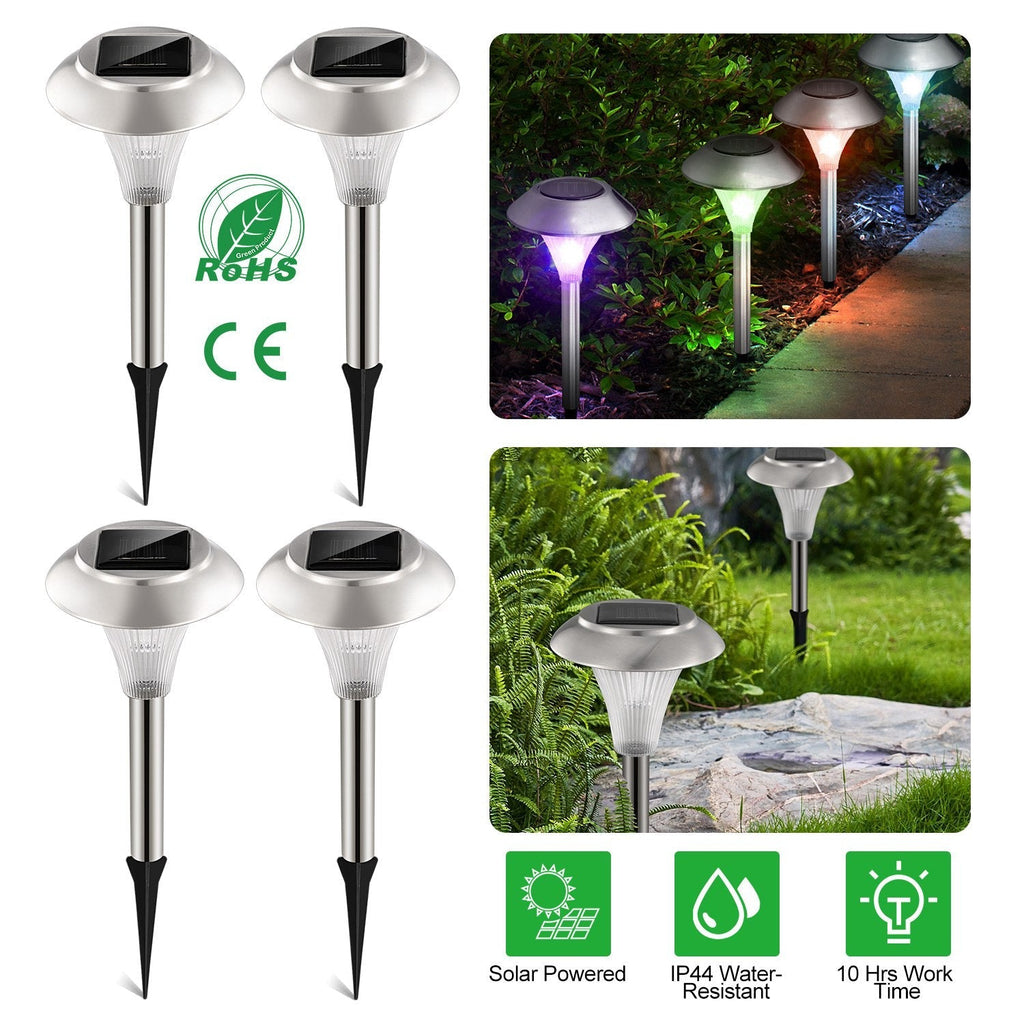 4-Pack Solar Garden Lights – Color-Changing IP44 Waterproof Pathway & Landscape Lights