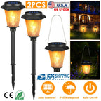 2-Pack Solar Flame Torch Lights – IP65 Waterproof Flickering Flame Stake Lights