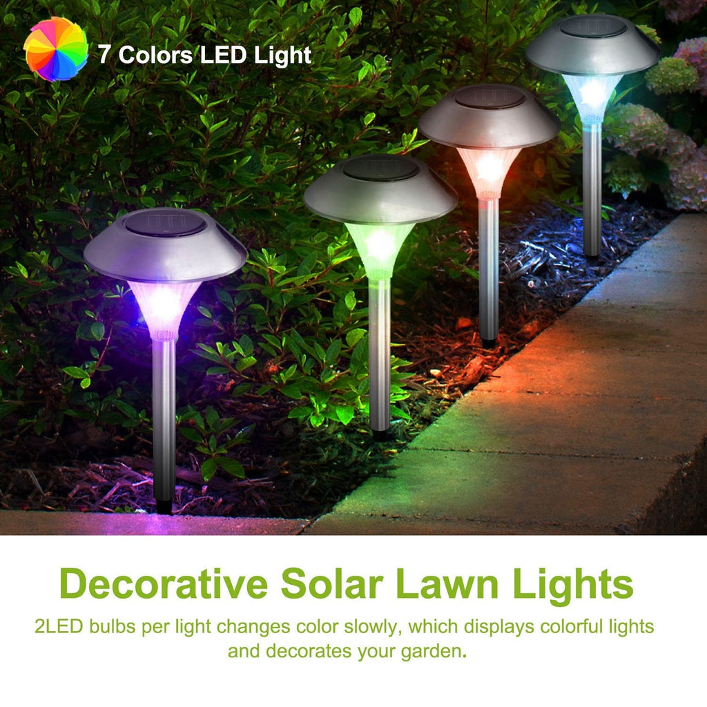 8-Pack Solar Garden Lights – Color-Changing IP44 Waterproof Pathway & Landscape Lights