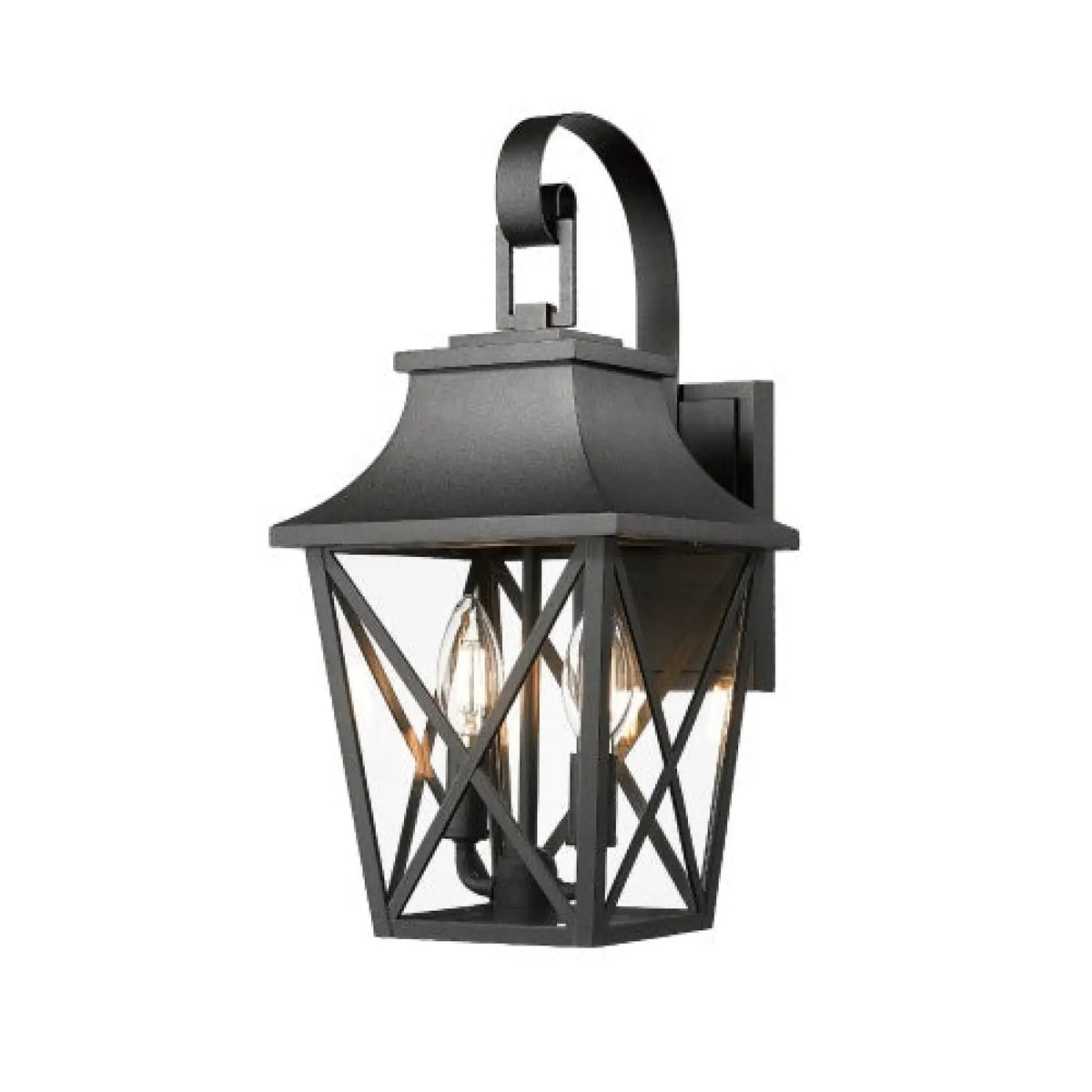 Modern Outdoor Wall Light Fixture with 2 Waterproof Glass Lights