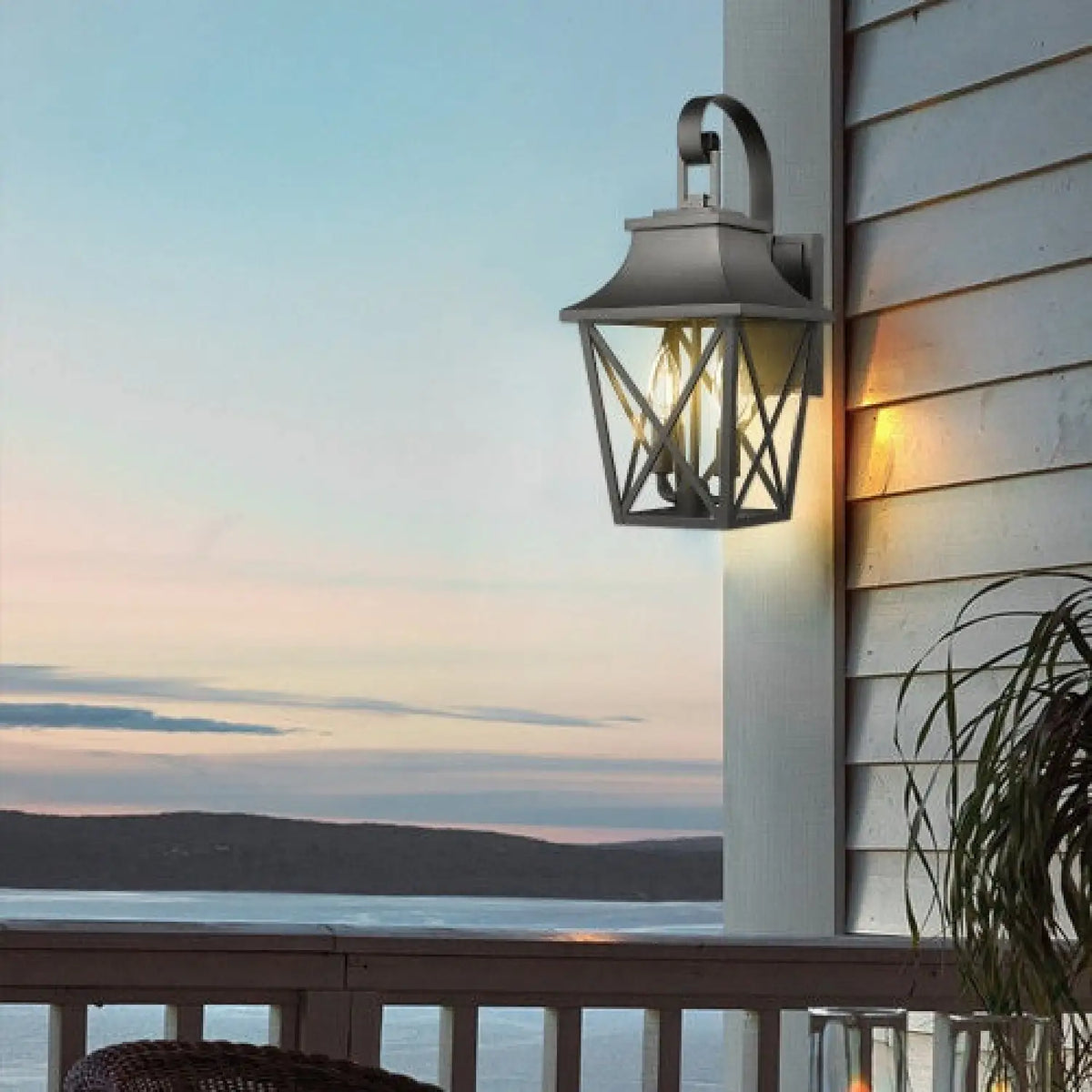 Modern Outdoor Wall Light Fixture with 2 Waterproof Glass Lights