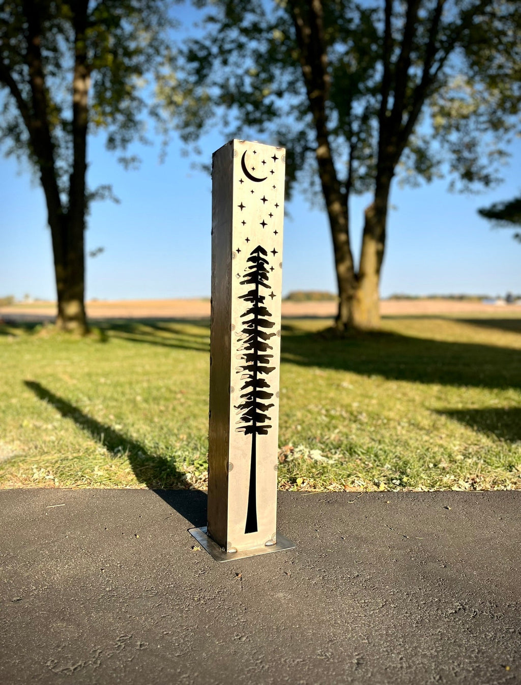 XL Pine Night Sky Solar Luminary Pillar | Steel